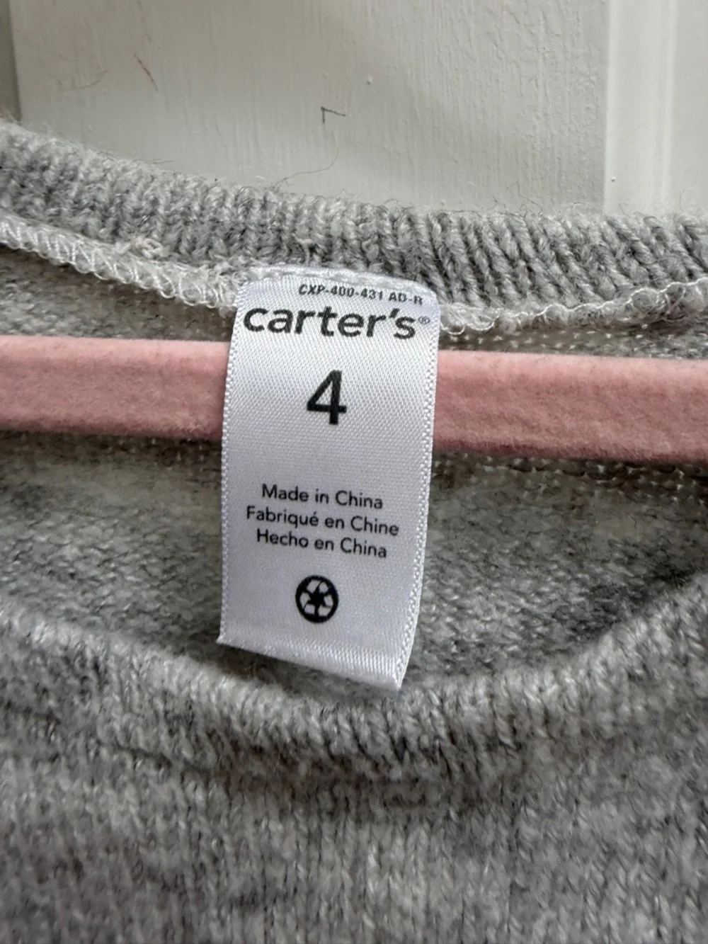 Carter's Girls Size 4 Gray Cat Knit Sweater Top with Pink Bow